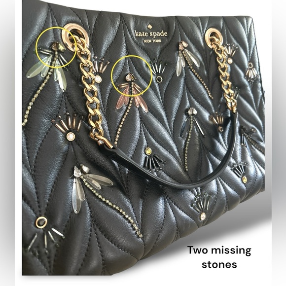 Kate Spade Black Briar Lane Quilted Dragonfly Embellished Meena Tote - Picture 4 of 10